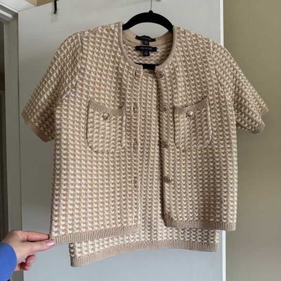 Ann Taylor Shimmer Tweedy Short Sleeve Jacket and Sleeveless Tank Top 2 pieces - Picture 1 of 12